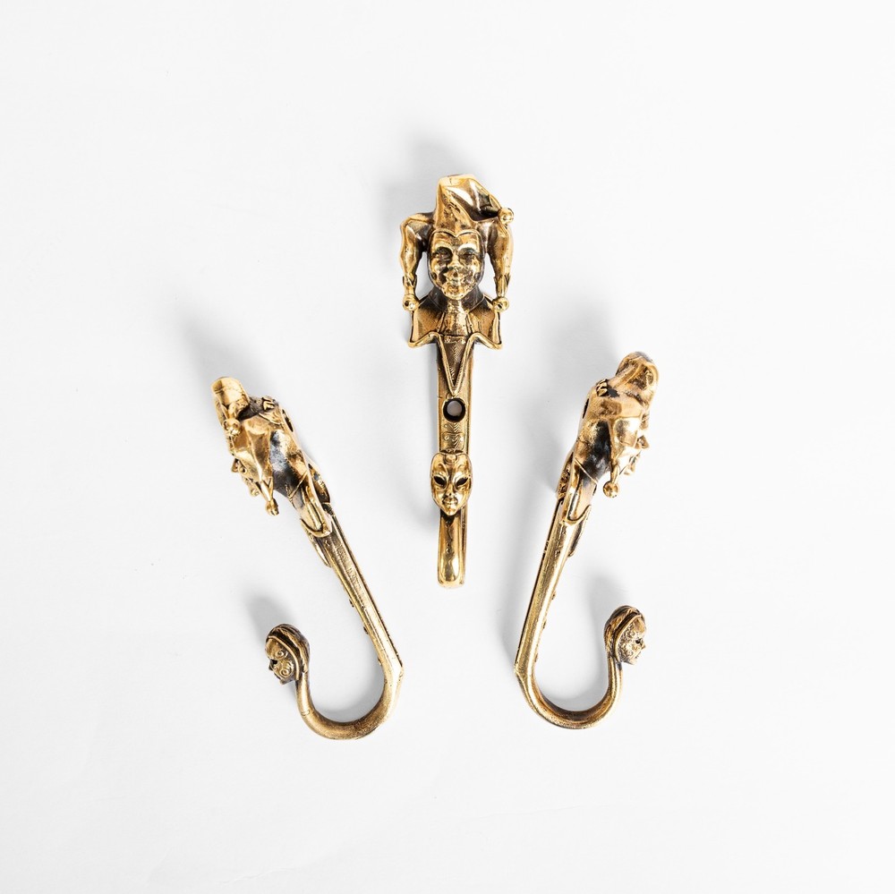 Brass Jester Wall Hook – Handmade Joker Hook, Medieval Solid Brass Decor
