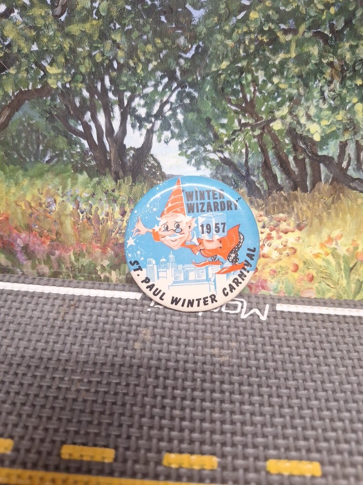 '57 St. Paul Winter Carnival "WINTER WIZARDRY" Button Pin