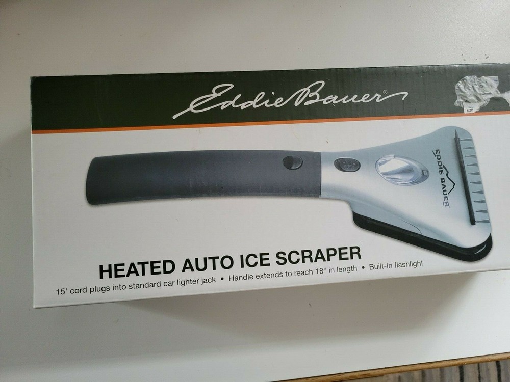 Eddie Bauer Heated Auto Ice Scraper Built In Flashlight 15' Cord Handle Extends