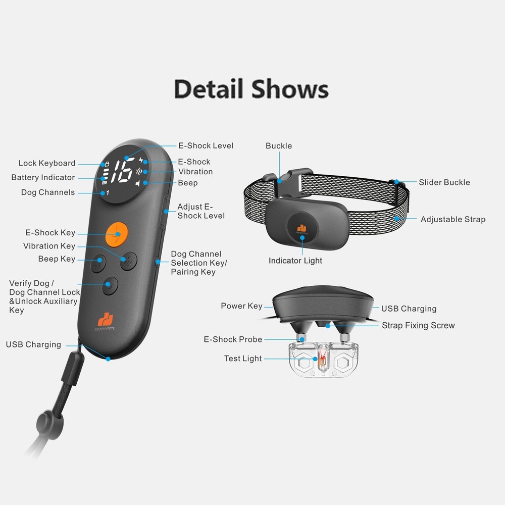 550 YD Remote Dog Training Shock Collar Waterproof for Small Medium Large Dogs