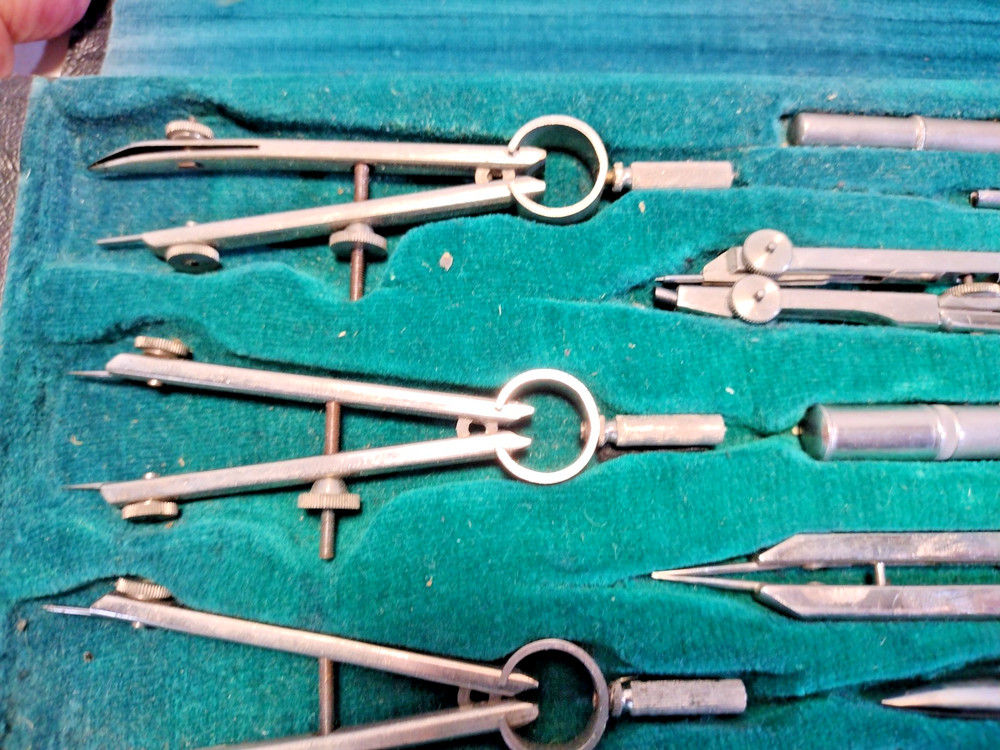 Vintage Tower Precision Germany Drafting Protractor Set with Case 5105-1801