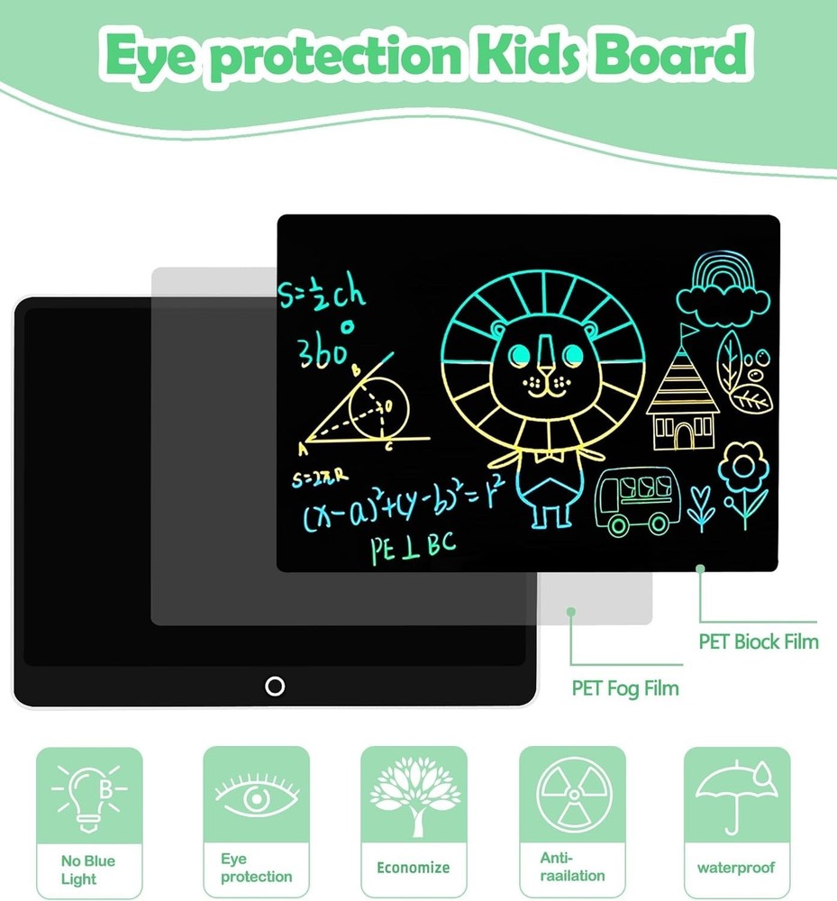 LCD Writing Tablet Doodle Board, 16inch Colorful Drawing Tablet Writing Pad, ...