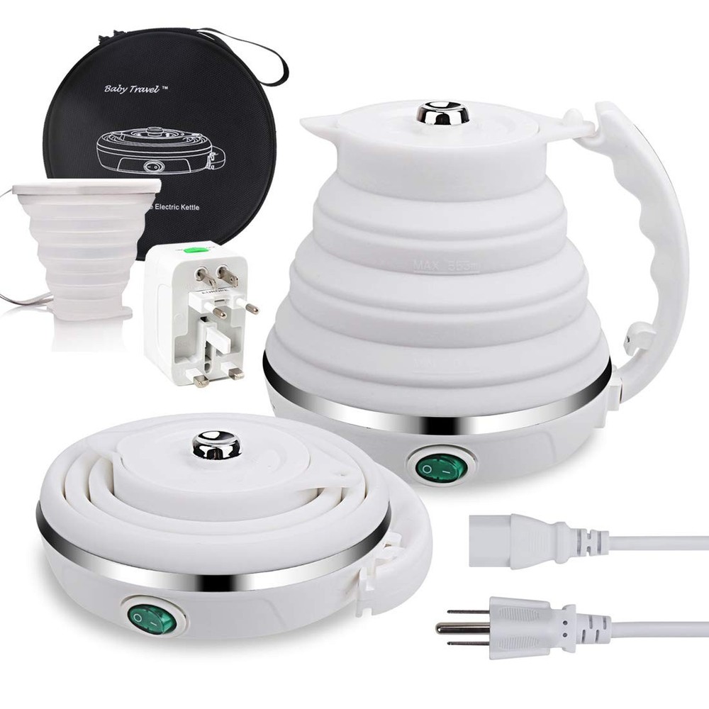Upgrade Travel Kettle, Food Grade Silicone Dual Voltage 110-220V Ultrathin Po...