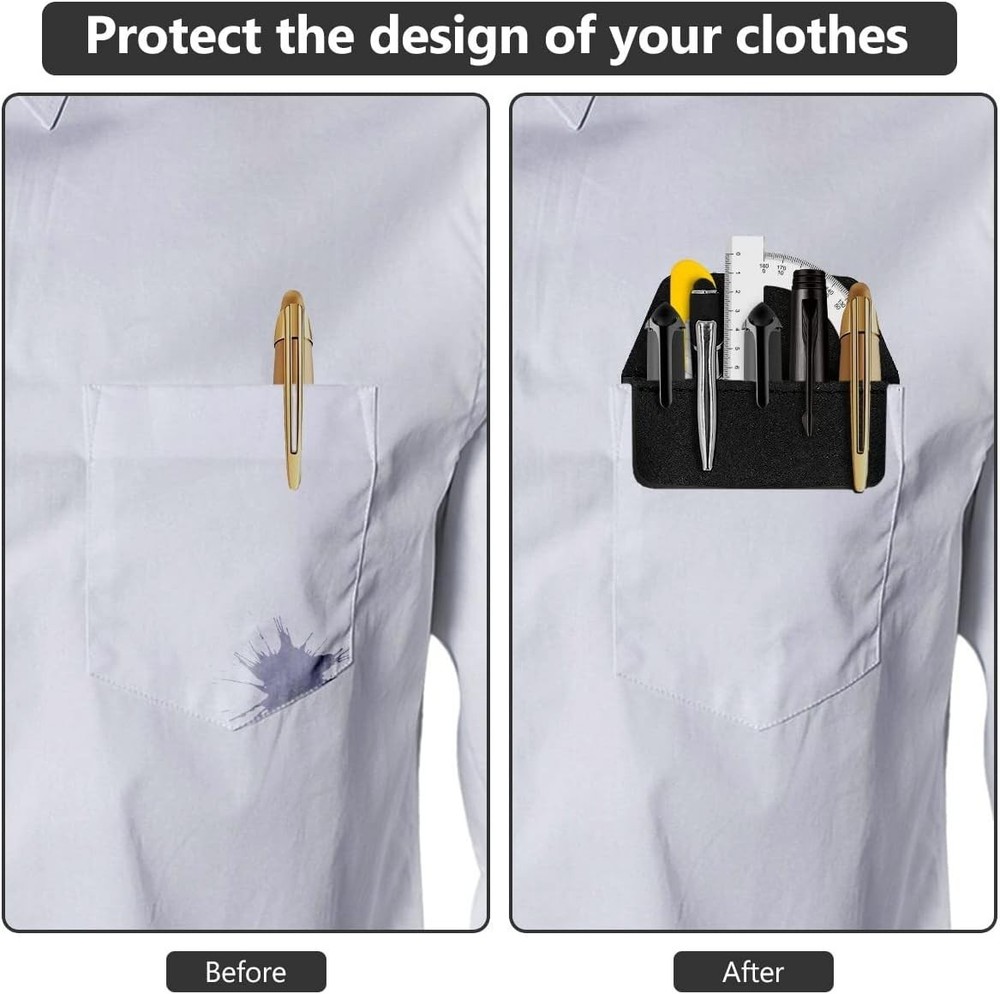 Leather Pocket Protector Pen Pouch Holder 2 Pack Shirt Jacket Tool Organizer