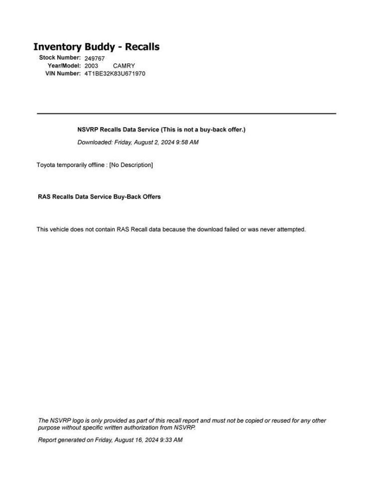 CAMRY 2003 Fuse Box Cabin 6936