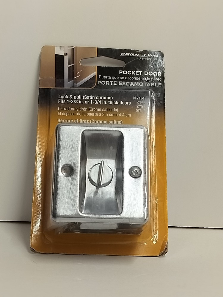 Prime-Line Pocket Sliding Pocket  Door Privacy Handle Lock & Pull Hardware Set