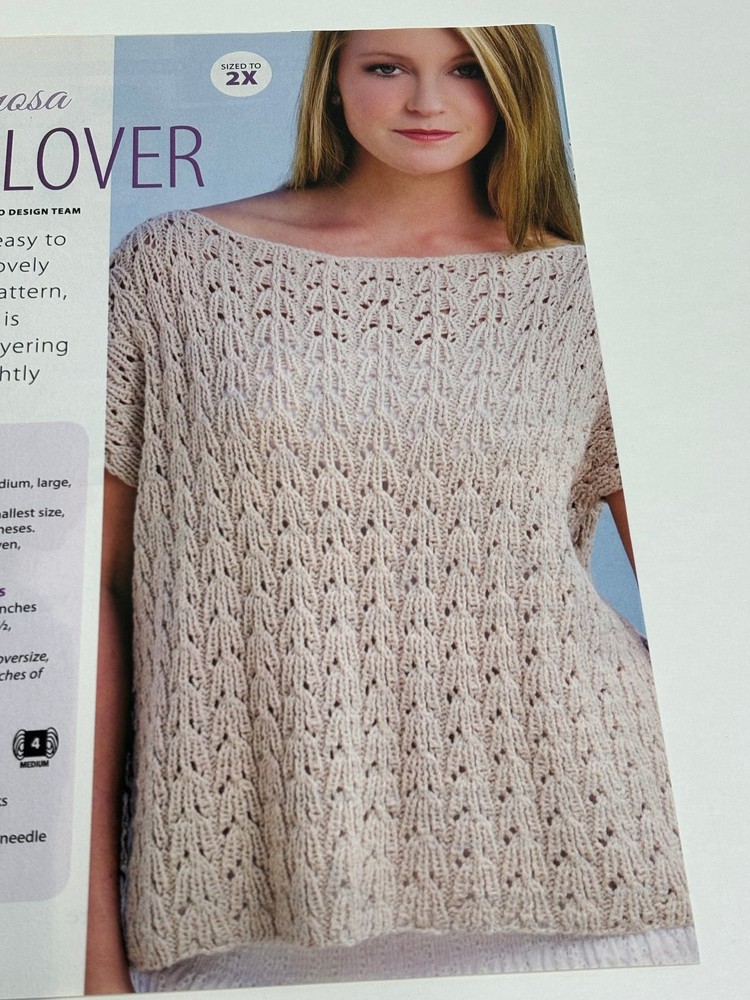Mimosa Pullover Sweater Knitting Pattern Sheet Magazine Pages