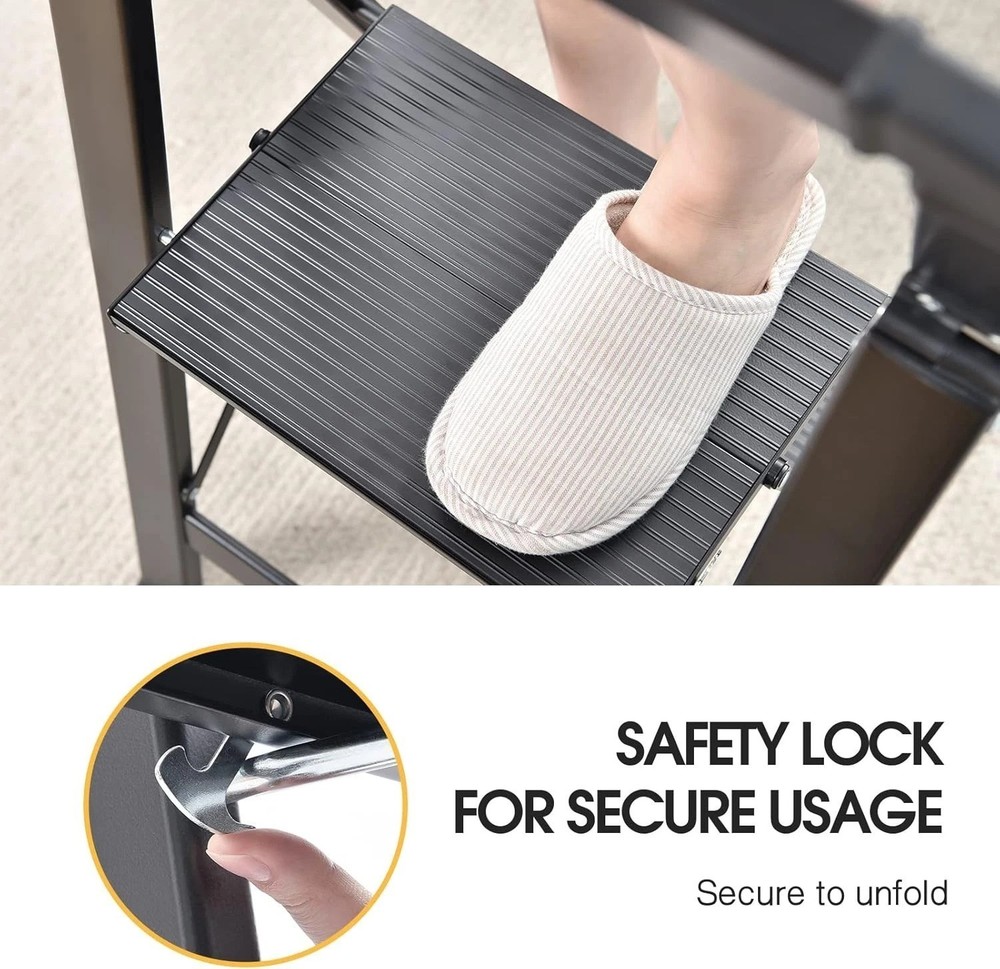 Versatile 2-Step Folding Step Ladder - Lightweight Aluminum & Safety Features