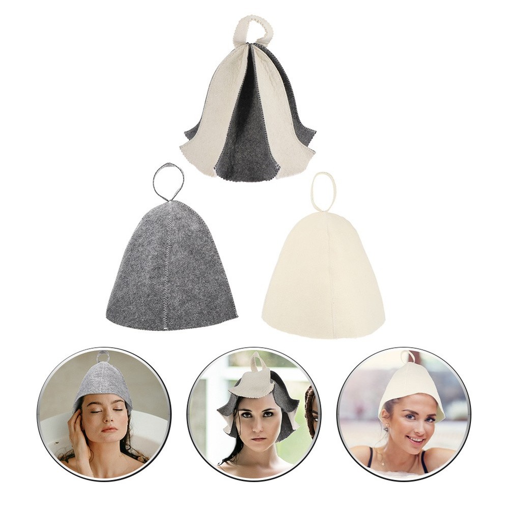 3 Pcs Reusable Sauna Hat Backrest Slip Resistant Wool Head Protection