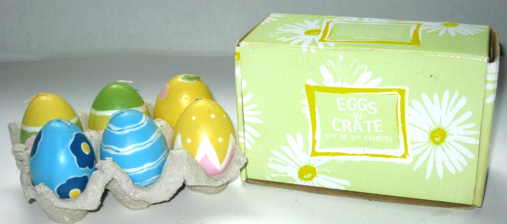 Colored Easter Eggs Candles Set of 6 Easter Candles - NIB