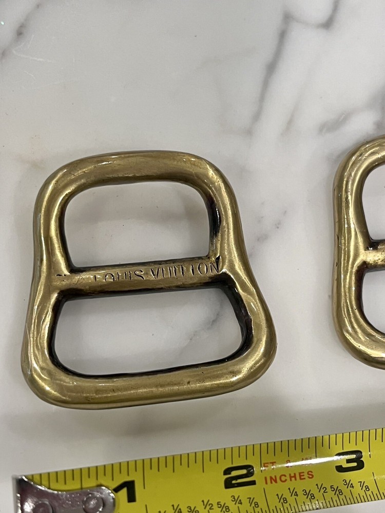 Louis Vuitton Rare Antique Cube Trunk Handles Solid Brass Monogram