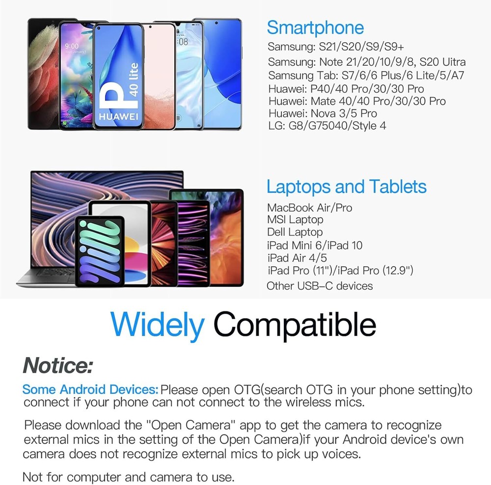 Lavalier Microphone Wireless Audio Video Recording Mini Mic For Android / iPhone