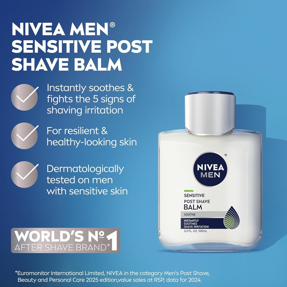 NIVEA MEN Sensitive Post Shave Balm, VitaminPro Complex, Alcohol Free, 3 Pack
