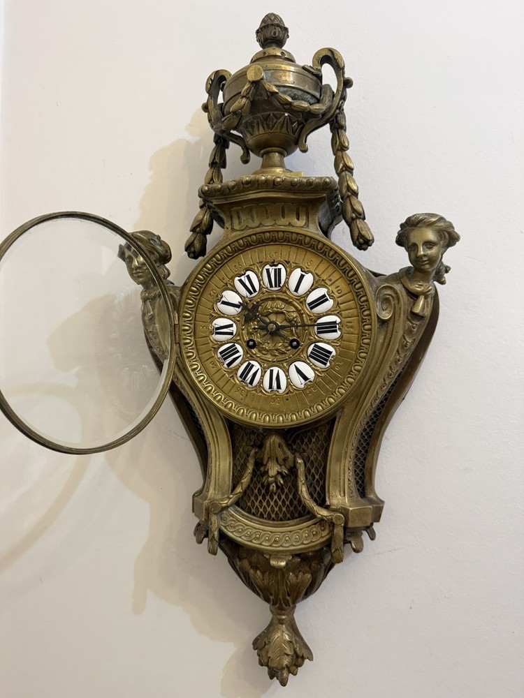 Antique French Brass Wall Clock