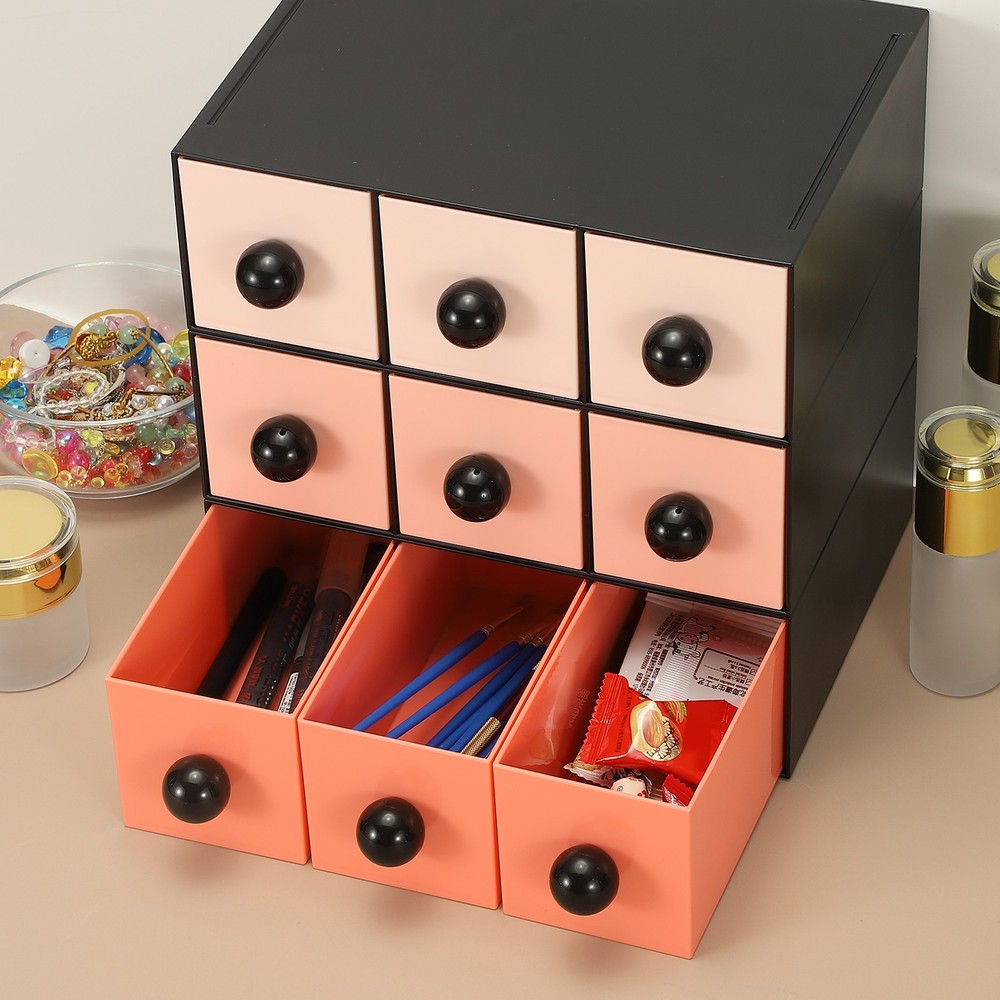 Stackable Drawer with 3 Drawers, Bathroom Storage Organizer, Pink