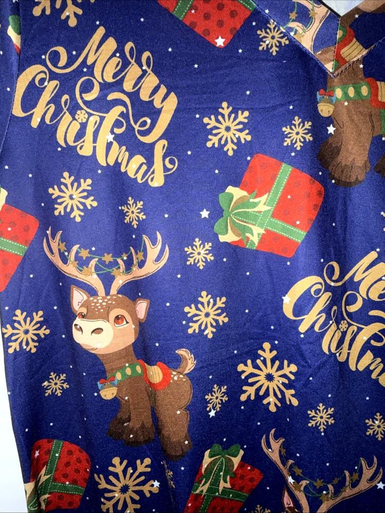 2 Large Women’s Christmas Scrub Tops
