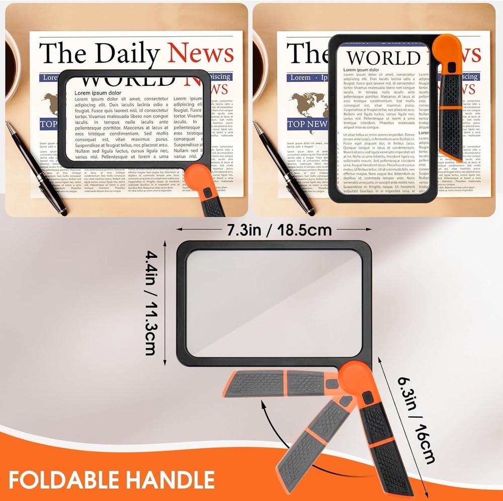 Large Magnifying Glass with Light, Full Page Magnifier 48LED Cold & Warm Light