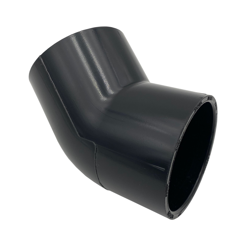 2" Schedule 40 PVC Fitting, 45 Degree Elbow, Black