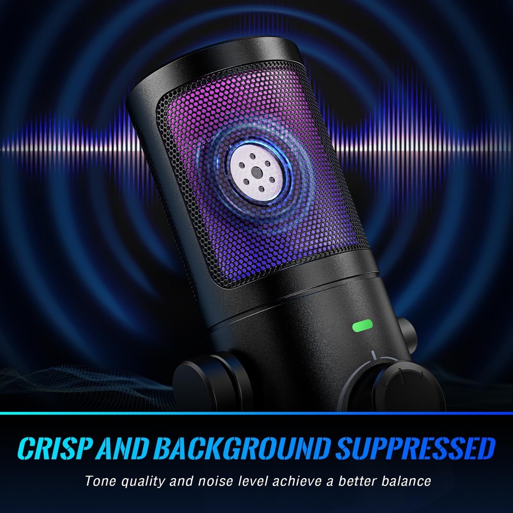 FIFINE Gaming PC Microphone, USB Streaming Microphone with Game Chat Balance,...