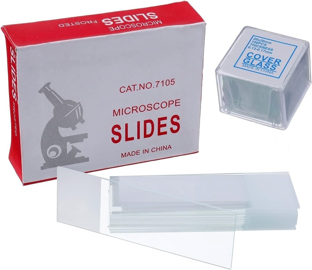 High-Quality Pre-Cleaned Microscope Slides and Cover Glasses Bundle with Drop...