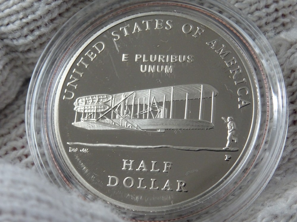 2003 First Flight Silver Dollar Proof Coin & Liberty Wright Monument Half Dollar