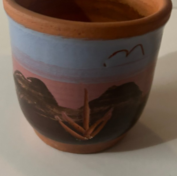Hand Painted Southwest Desert Scene Planter Pot