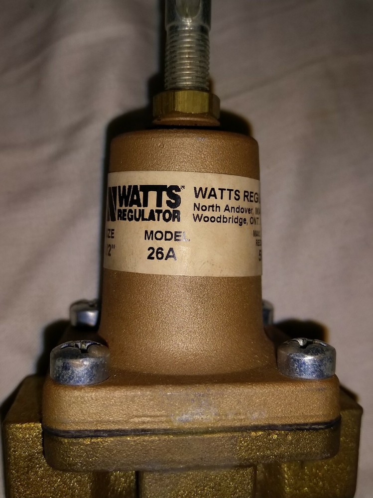 Watts Regulator 1/2" 26A Water pressure Regulator Range 50-175 PSI Set 50 PSI