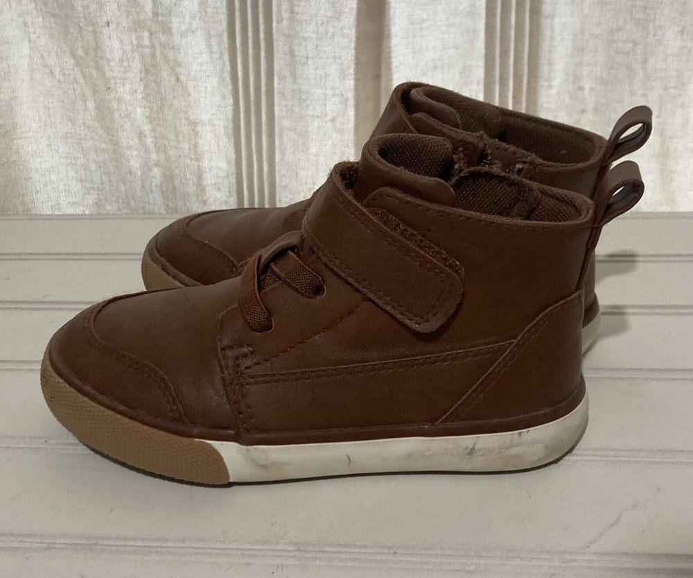 Wonder Nation Boy’s Ankle Boots Brown Size 8 Hook and Loop Closure Adjustable