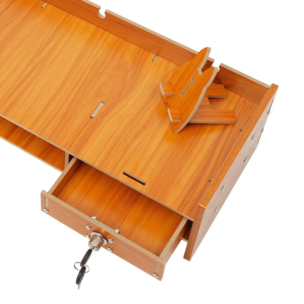 Office Desk Organizer with Lock - Adjustable Height & Eco-Friendly Wood