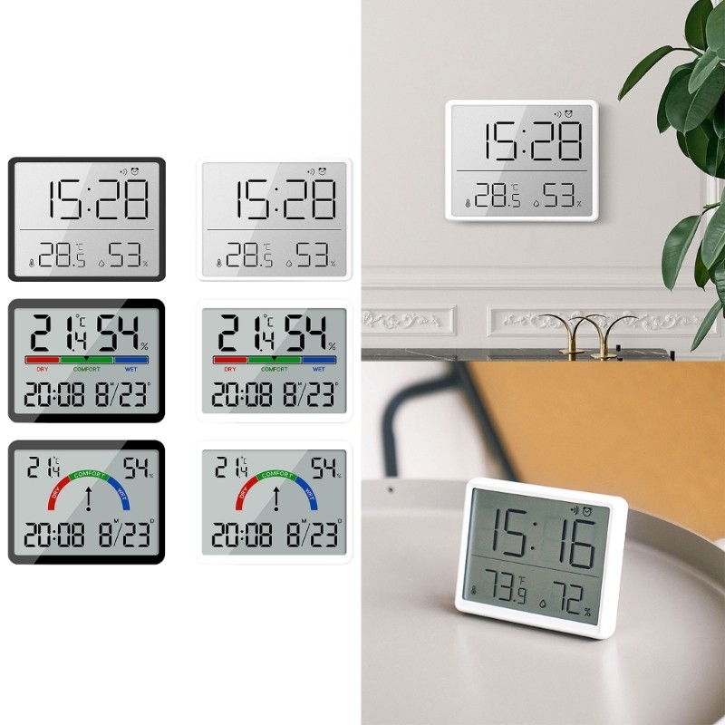 Slim Electronic Clock Digital Wall Clock Large Display Adjustable Brightness