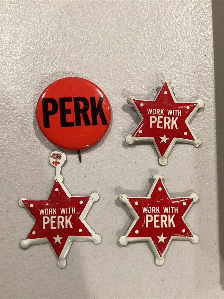 Work With Perk Election 4 Political Pin Button Lot