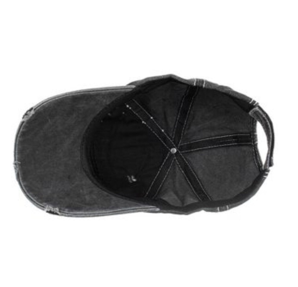 New Grey Black Washed Embroidered Beach Crazy Baseball Cap
