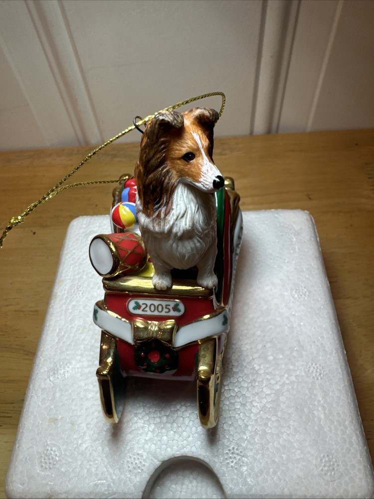 Danbury Mint Collie Christmas Ornament NIB
