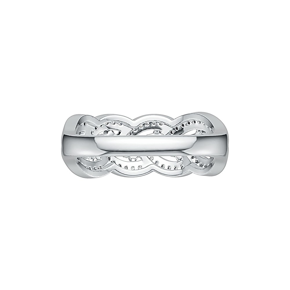 Sterling Silver Ring Braided Stackable Theme in White Topaz or Moissanite