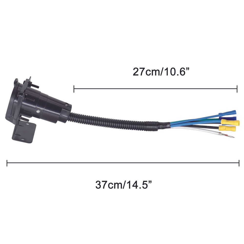 7-Way 7 Pin Socket Wiring Mounting Bracket RV Blade Trailer Tow Towing Connector