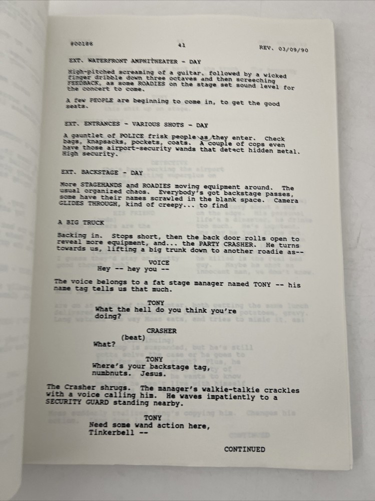 ORIGINAL MOVIE SCRIPT- THE HARD WAY- 1990- ROB COHEN