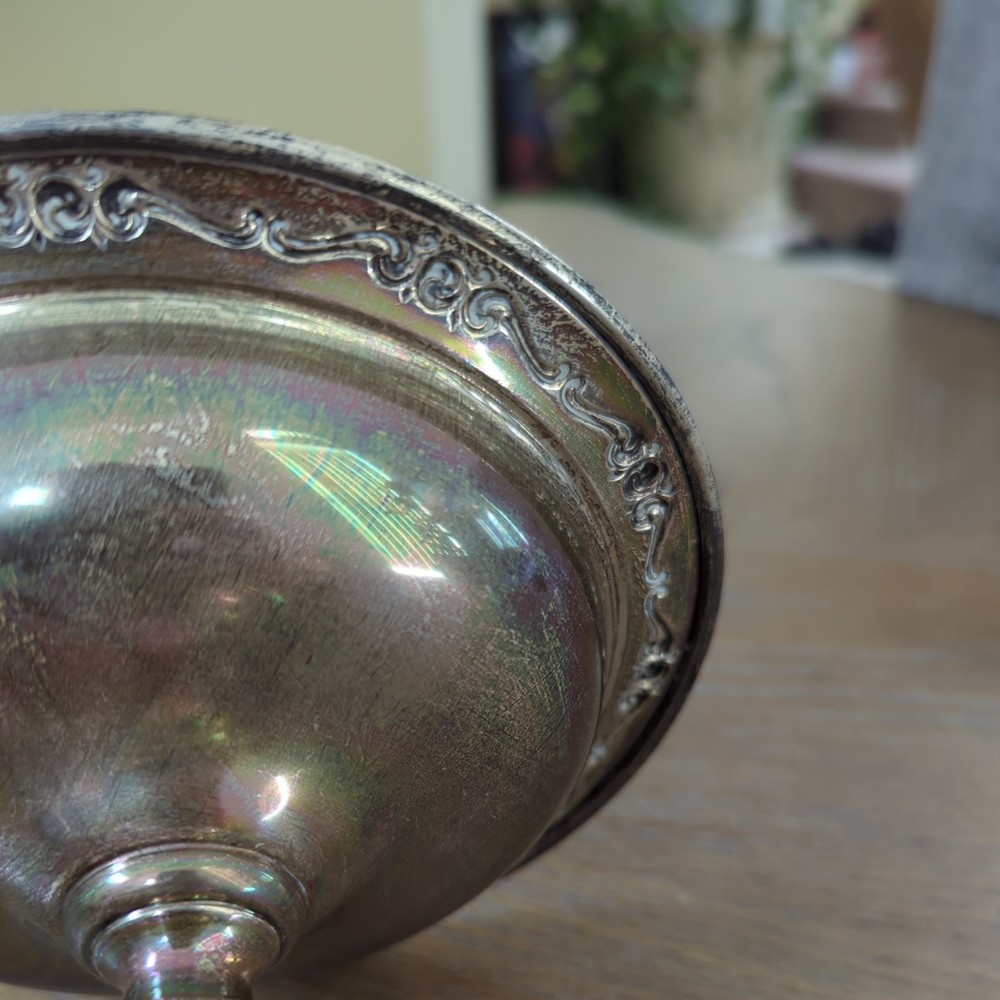 Vintage Gorham Sterling Silver Rose Scroll 1281 Pedestal Composite Candy Dish