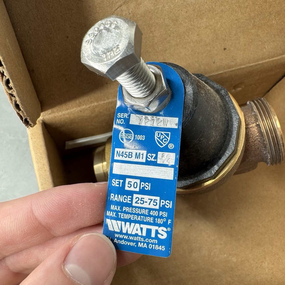 Watts N45BU M1 #74752 3/4” Water Pressure Reducing Valve 50 PSI New