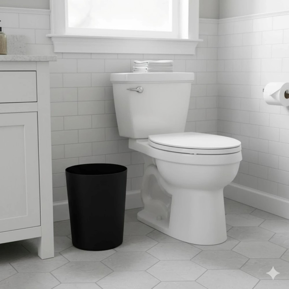 5 Gallon Trash Can, Plastic Office Trash Can, Black Matte