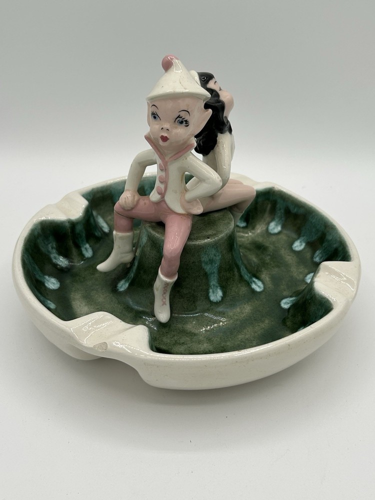 Vintage MCM Pixie Elf Ceramic Ashtray 1960 Hobbyist Condition Issues Please Read