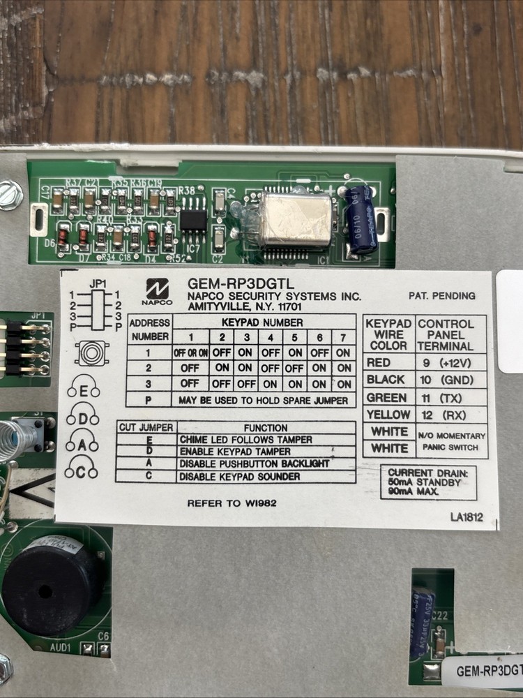 Napco Gemini Alert Security System Control Panel Keypad Security GEM-RP3DGTL