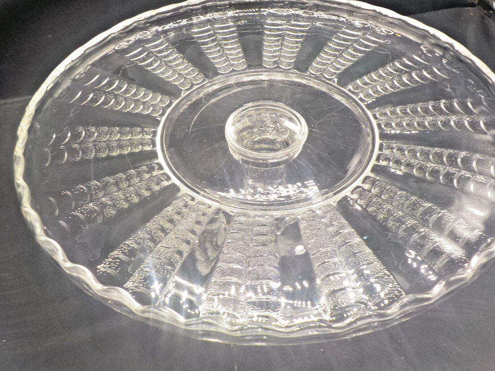 1900'S Antique American Pressed Pattern Glass Footed Cake Plate EAPG