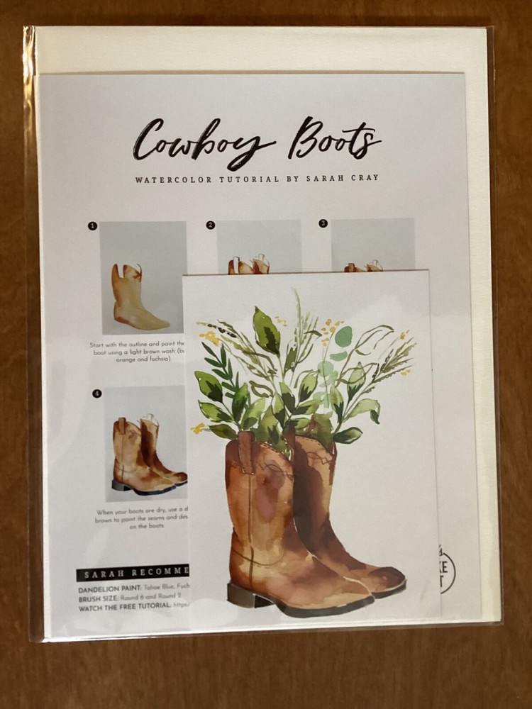 Let’s Make Art - WaterColor - Cowboy Boots-Tutorial By Sarah Cray NIP