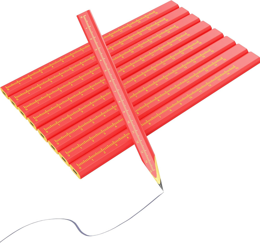 Construction Carpenter Pencils Set for Woodworking Marking (8 Pack)