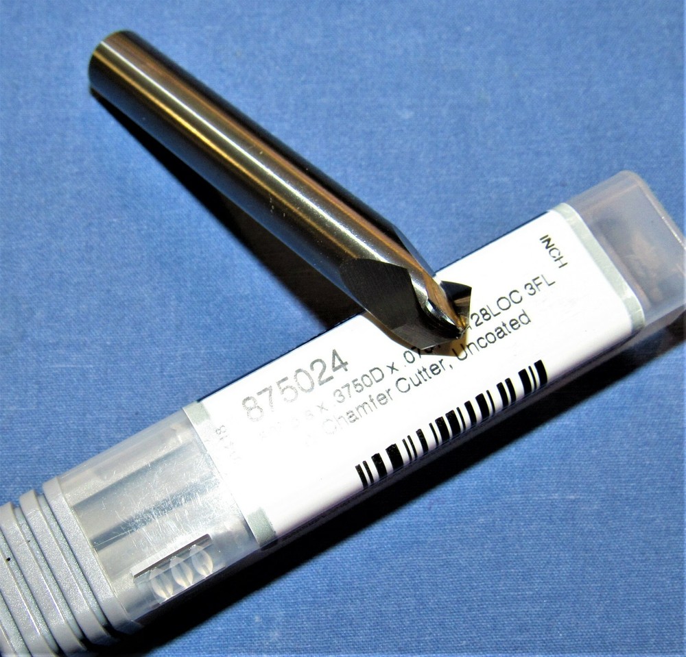 Harvey Tool Solid Carbide 3/8" x 50° Helical Flute Chamfer Mill  4Pcs Available