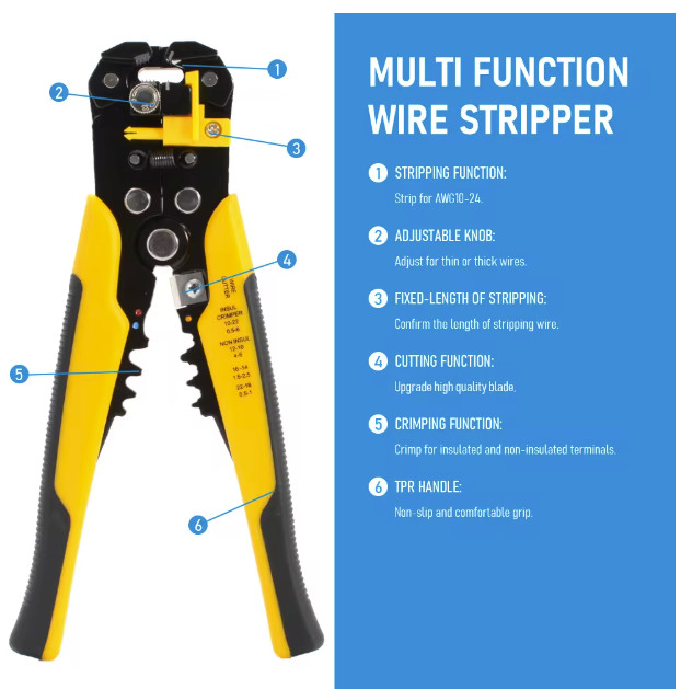 Crimper Cable Cutter Adjustable Automatic Wire Stripper Multifunctional