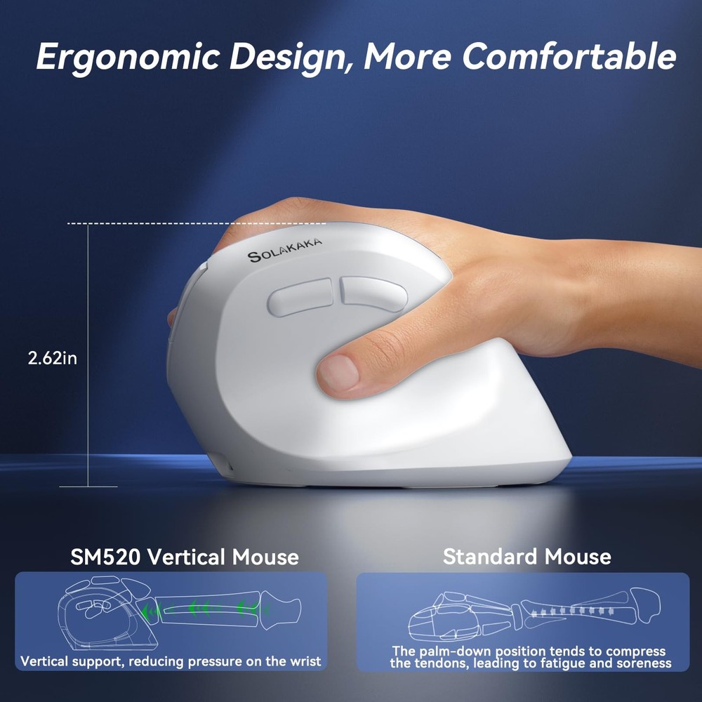 SM520 Ergonomic Mouse with 24000 DPI, Vertical Mouse with Programmable Side B...