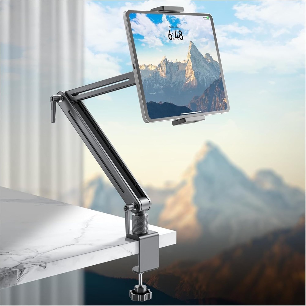 360 Degree Rotating Tablet Arm Stand - Adjustable Clamp