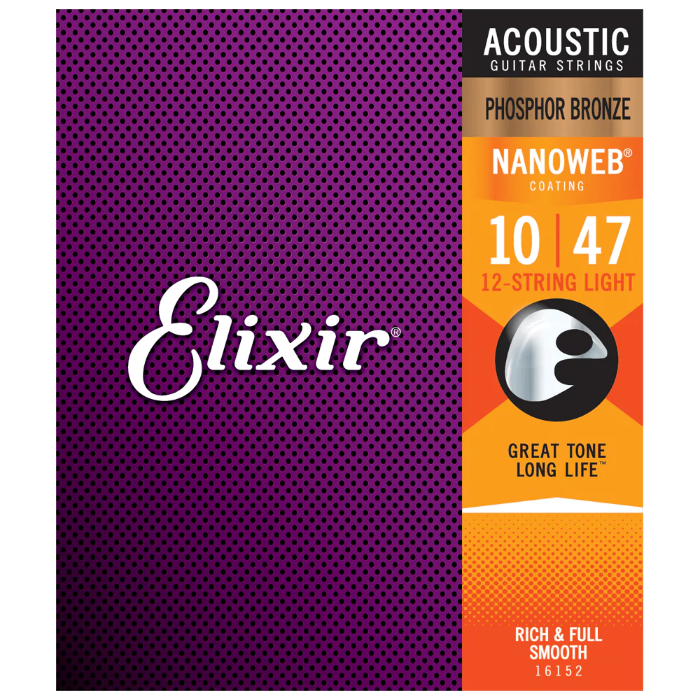 Elixir NANOWEB Phosphor Bronze Acoustic — 12-String 16152 Light .010-.047