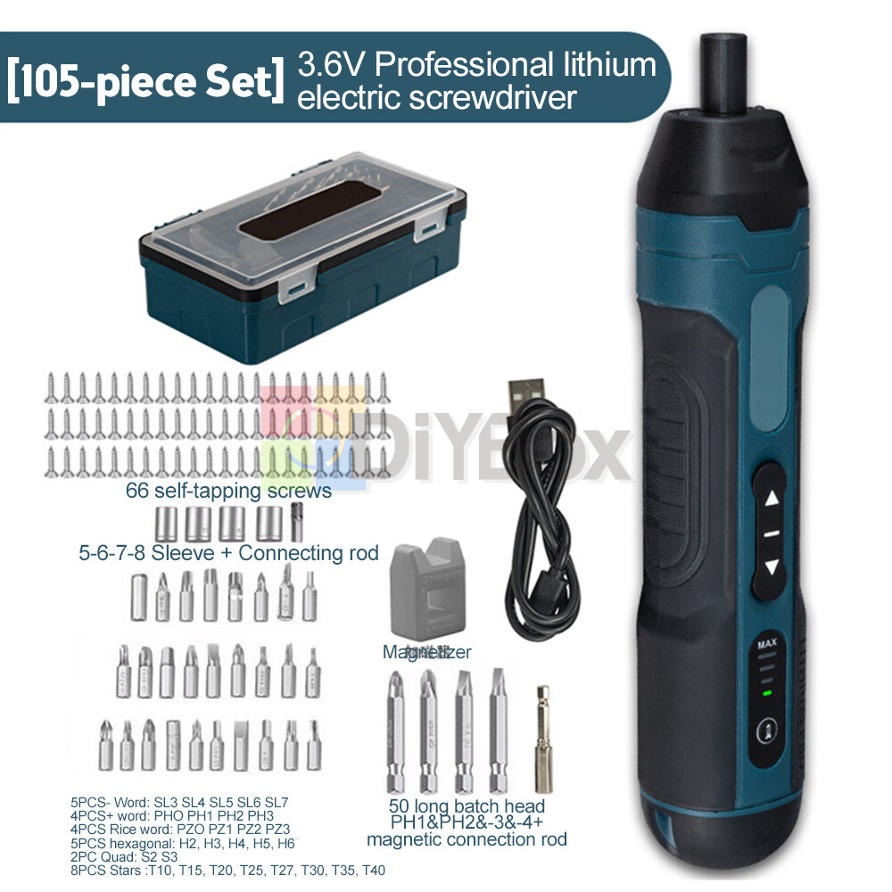 Cordless Electric Screwdriver Rechargeable Drill Mini Torque Adjustment Power